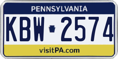 PA license plate KBW2574