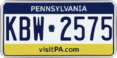 PA license plate KBW2575