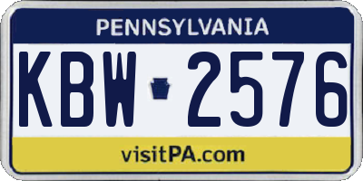PA license plate KBW2576