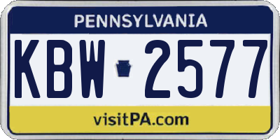 PA license plate KBW2577
