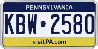 PA license plate KBW2580