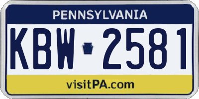 PA license plate KBW2581