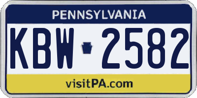 PA license plate KBW2582