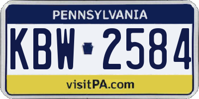 PA license plate KBW2584