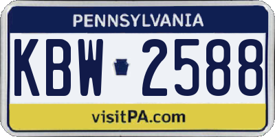 PA license plate KBW2588