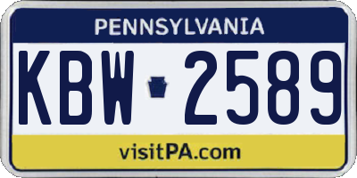 PA license plate KBW2589