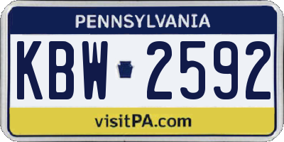 PA license plate KBW2592