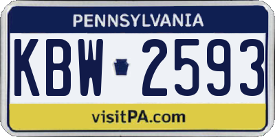 PA license plate KBW2593