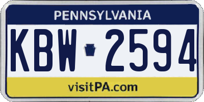 PA license plate KBW2594