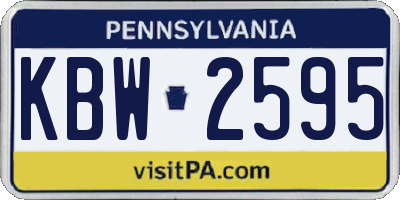 PA license plate KBW2595