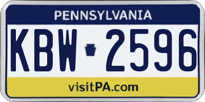 PA license plate KBW2596