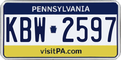 PA license plate KBW2597