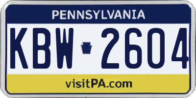PA license plate KBW2604