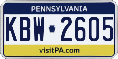 PA license plate KBW2605
