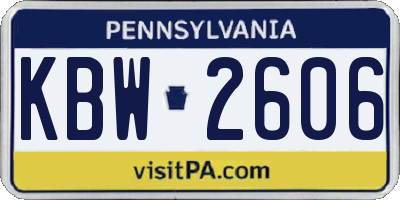 PA license plate KBW2606