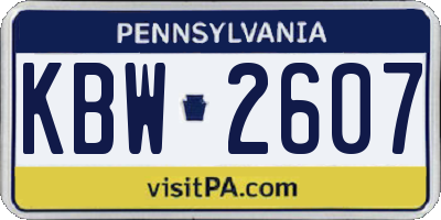 PA license plate KBW2607