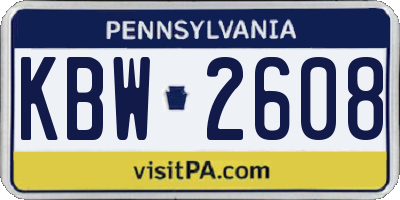 PA license plate KBW2608