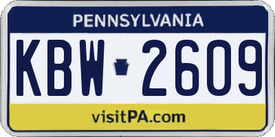 PA license plate KBW2609