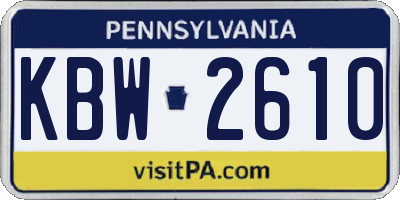 PA license plate KBW2610