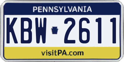 PA license plate KBW2611