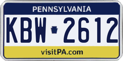 PA license plate KBW2612