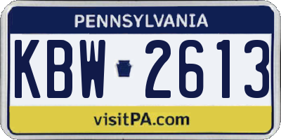 PA license plate KBW2613