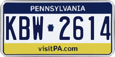 PA license plate KBW2614