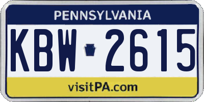 PA license plate KBW2615