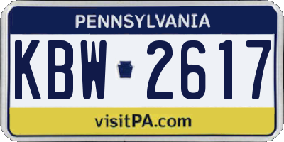 PA license plate KBW2617