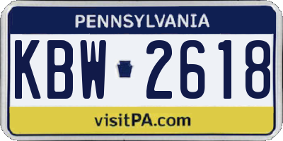 PA license plate KBW2618