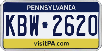 PA license plate KBW2620