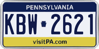 PA license plate KBW2621