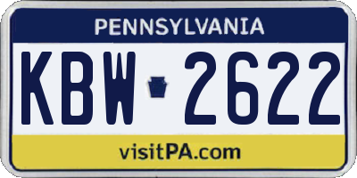 PA license plate KBW2622
