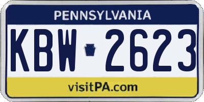 PA license plate KBW2623