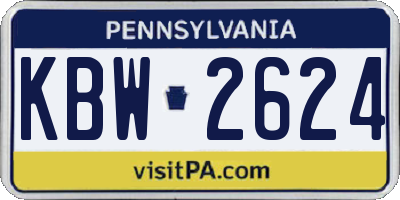 PA license plate KBW2624