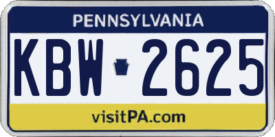 PA license plate KBW2625