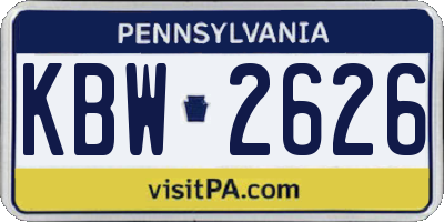 PA license plate KBW2626