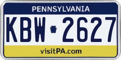 PA license plate KBW2627