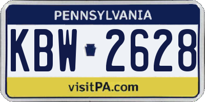 PA license plate KBW2628