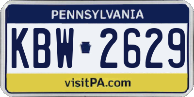 PA license plate KBW2629