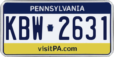 PA license plate KBW2631