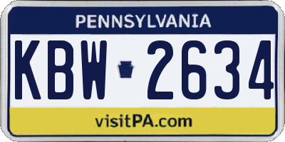 PA license plate KBW2634