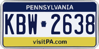 PA license plate KBW2638