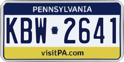 PA license plate KBW2641