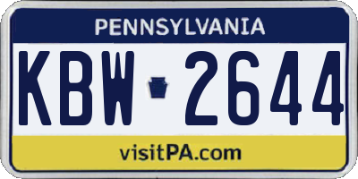 PA license plate KBW2644