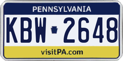 PA license plate KBW2648