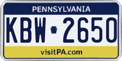 PA license plate KBW2650