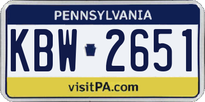 PA license plate KBW2651