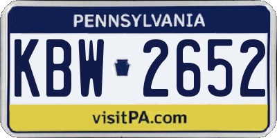 PA license plate KBW2652