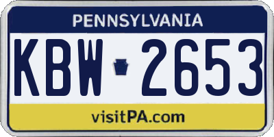 PA license plate KBW2653